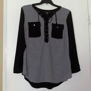 Slim Factor by Investments Plus Houndstooth Blouse